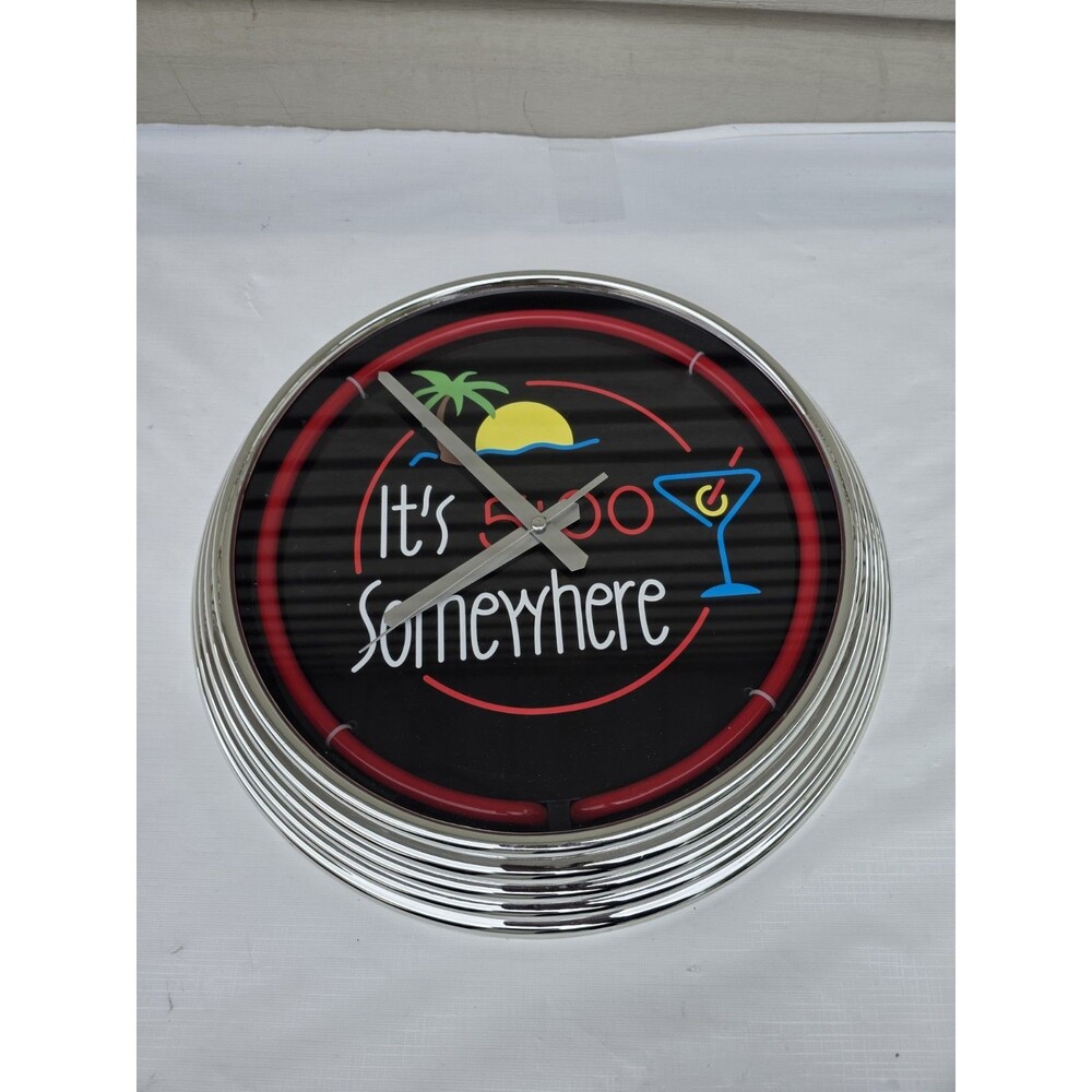 It’s 5 O’Clock Somewhere 12” Red Neon Wall Clock - Neon Not Working